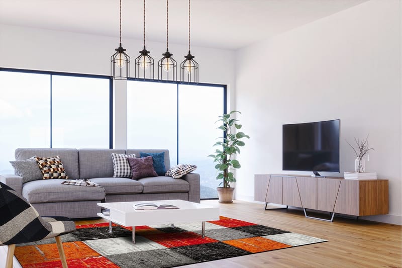 Friezematto London Square 200x290 - Punainen/Oranssi - Kodintekstiilit & matot - Matto - Moderni matto - Wilton-matto