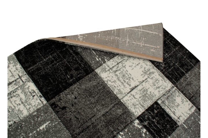 Friezematto London Square 80x350 cm Musta/Harmaa - Musta - Pyöreät matot - Kuviollinen matto & värikäs matto - Iso matto
 - Wilton-matto