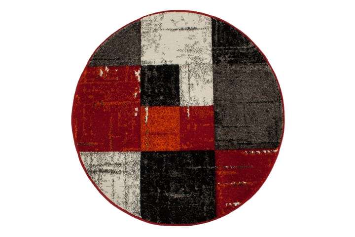 Friezematto London Square Pyöreä 120 - Punainen/Oranssi - Pyöreät matot - Käsintehdyt matot - Wilton-matto - Yksiväriset matot - Kumipohjamatot - Kuviollinen matto & värikäs matto - Pienet matot - Iso matto