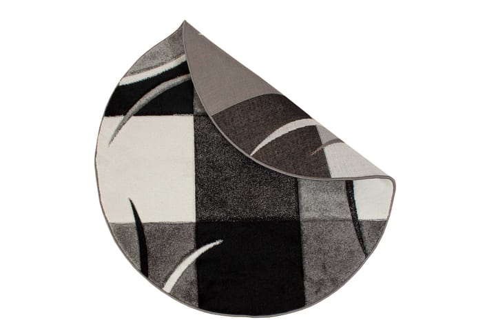 Friezematto London Patch Ø240 cm Musta - Musta - Pyöreät matot - Wilton-matto - Iso matto
 - Kuviollinen matto & värikäs matto