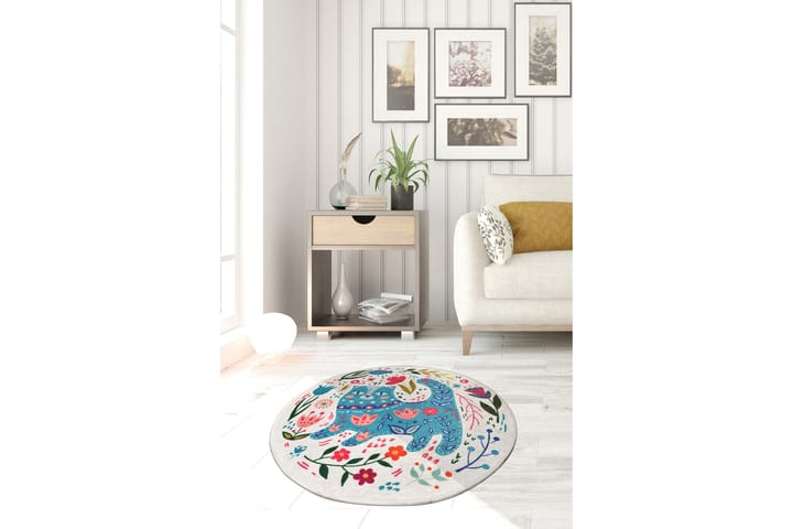 Matto Bluecats Pyöreä 100 cm - Monivärinen / Sametti - Pyöreät matot - Wilton-matto - Kuviollinen matto & värikäs matto