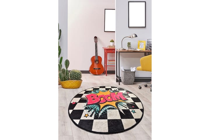 Matto Boom Pyöreä 100 cm - Monivärinen / Sametti - Pyöreät matot - Wilton-matto - Kuviollinen matto & värikäs matto