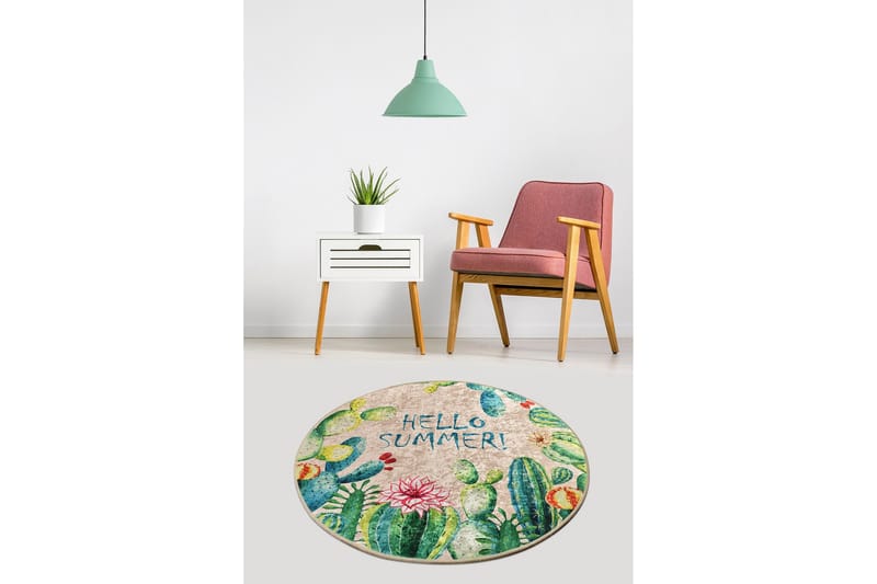 Matto Bures Pyöreä 100 cm - Monivärinen / Sametti - Kodintekstiilit & matot - Matto - Moderni matto - Wilton-matto