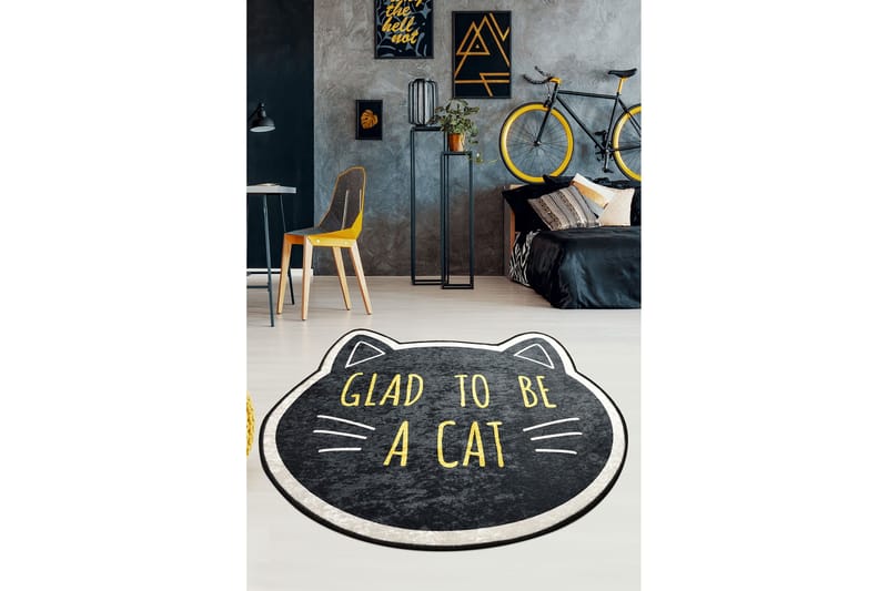 Matto Catface Pyöreä 140 cm - Monivärinen / Sametti - Kodintekstiilit & matot - Matto - Moderni matto - Wilton-matto