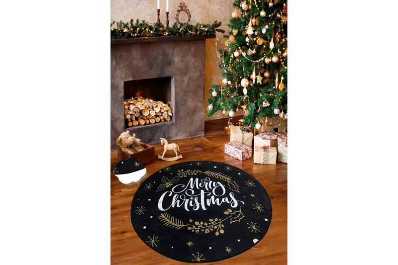 Matto Chilai 100 cm Pyöreä, Musta/Valkoinen/Kulta