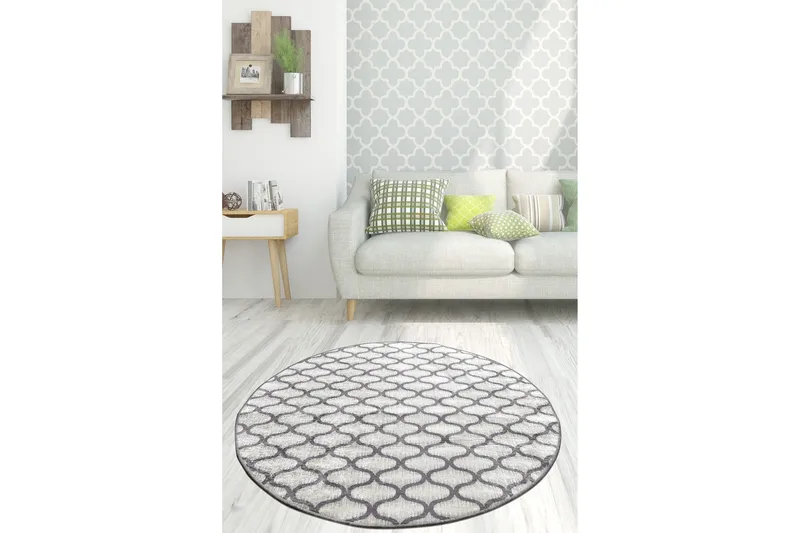 Matto Chilai 100 cm Pyöreä, Harmaa/Vaaleanharmaa