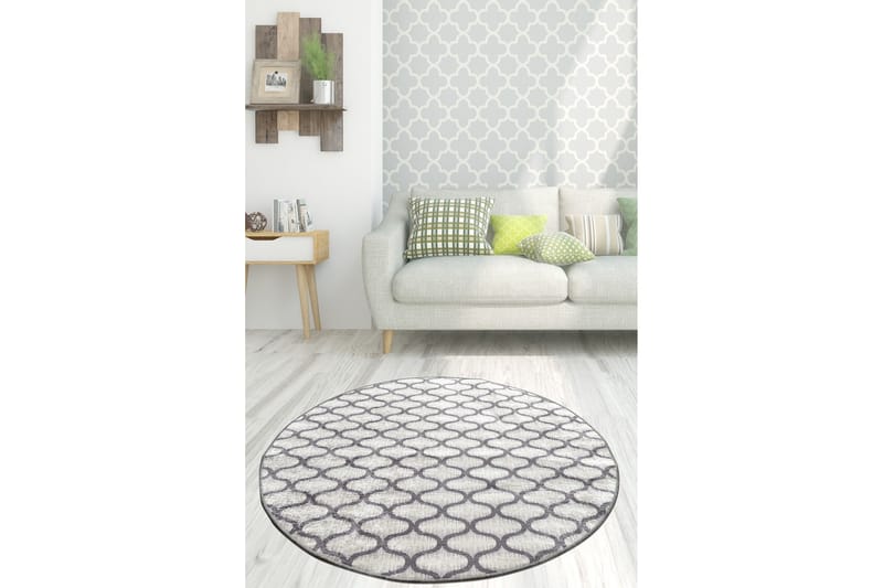 Matto Chilai 100 cm Pyöreä, Harmaa/Vaaleanharmaa