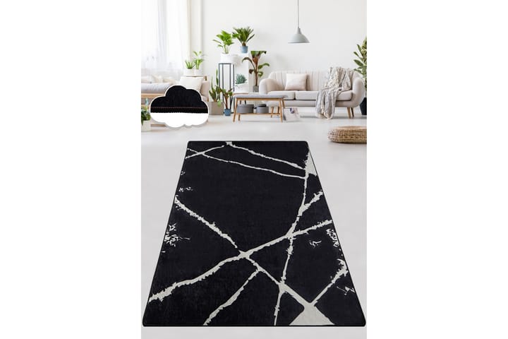 Matto Chilai 100x300 cm - Musta/Valkoinen - Wilton-matto - Kuviollinen matto & värikäs matto