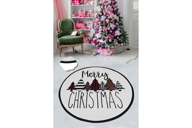 Matto Chilai 120 cm Pyöreä, Valkoinen/Punainen/Musta/Ruske