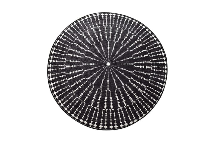 Matto Chilai 200 cm Pyöreä - Musta/Valkoinen - Wilton-matto - Kuviollinen matto & värikäs matto