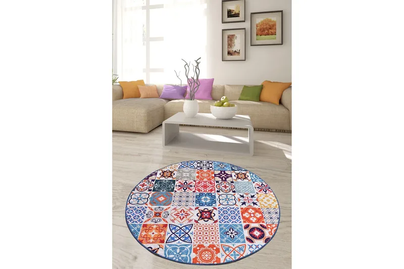 Matto Chilai 200 cm Pyöreä - Monivärinen - Kodintekstiilit & matot - Matto - Moderni matto - Wilton-matto