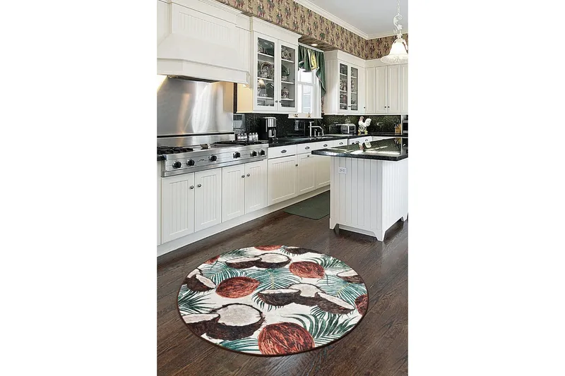 Matto Coconut Pyöreä 100 cm - Monivärinen / Sametti - Kodintekstiilit & matot - Matto - Moderni matto - Wilton-matto