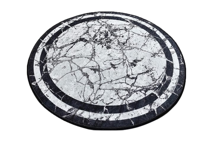 Matto Craymor Pyöreä 140 cm - Valkoinen/musta/sametti - Pyöreät matot - Wilton-matto - Kuviollinen matto & värikäs matto