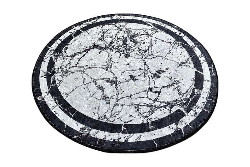 Matto Craymor Pyöreä 140 cm - Valkoinen/musta/sametti - Kodintekstiilit & matot - Matto - Moderni matto - Wilton-matto
