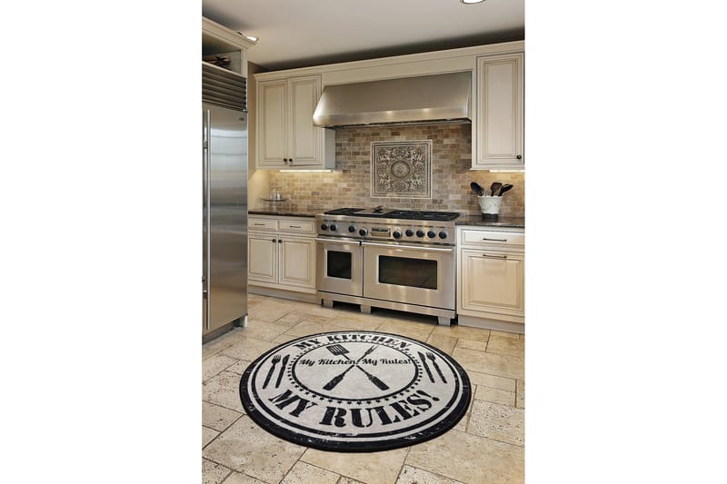 Matto Dorchen Pyöreä 100 cm - Monivärinen / Sametti - Kodintekstiilit & matot - Matto - Moderni matto - Wilton-matto