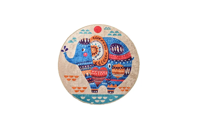 Matto Etnico Pyöreä 100 cm, Monivärinen / Sametti