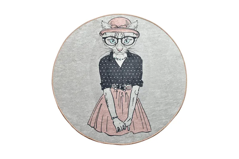 Matto Felynna Pyöreä 100 cm, Monivärinen / Sametti