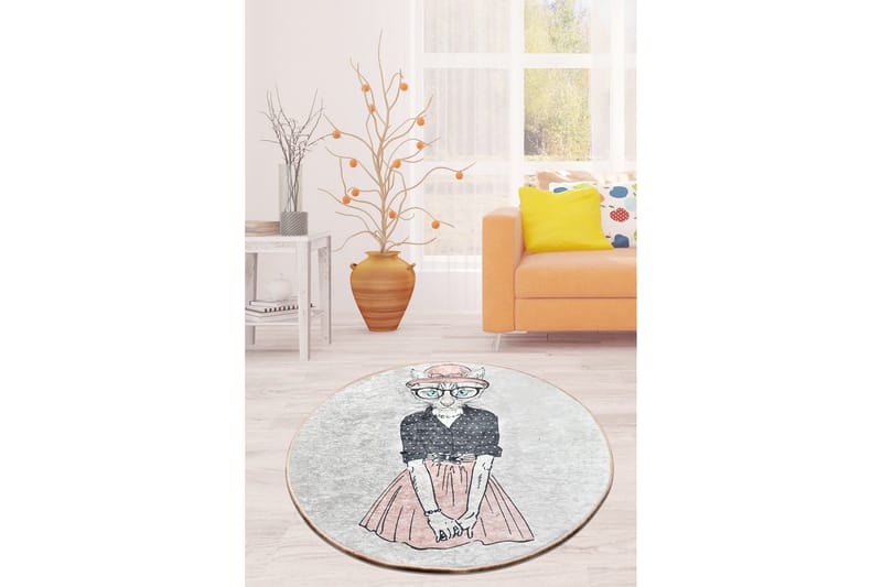 Matto Felynna Pyöreä 100 cm - Monivärinen / Sametti - Kodintekstiilit & matot - Matto - Moderni matto - Wilton-matto