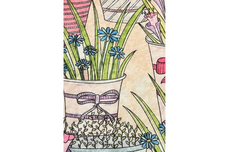 Matto Flowerpot Pyöreä 100 cm - Monivärinen / Sametti - Kodintekstiilit & matot - Matto - Moderni matto - Wilton-matto