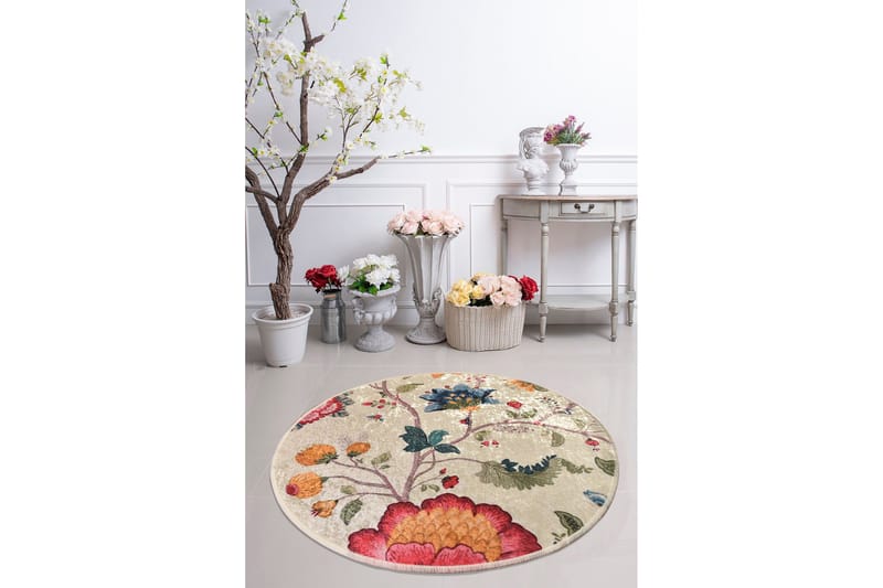 Matto Gythe Pyöreä 140 cm - Monivärinen / Sametti - Kodintekstiilit & matot - Matto - Moderni matto - Wilton-matto