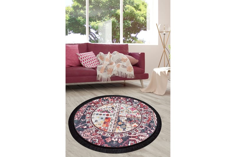 Matto Hikina Pyöreä 140 cm - Monivärinen / Sametti - Kodintekstiilit & matot - Matto - Moderni matto - Wilton-matto