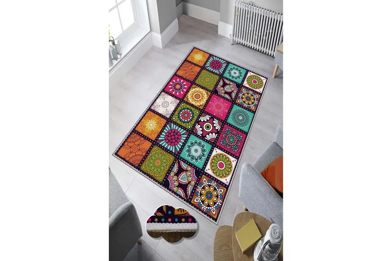 Matto Homefesto 100x300 cm - Monivärinen - Kodintekstiilit & matot - Matto - Moderni matto - Wilton-matto