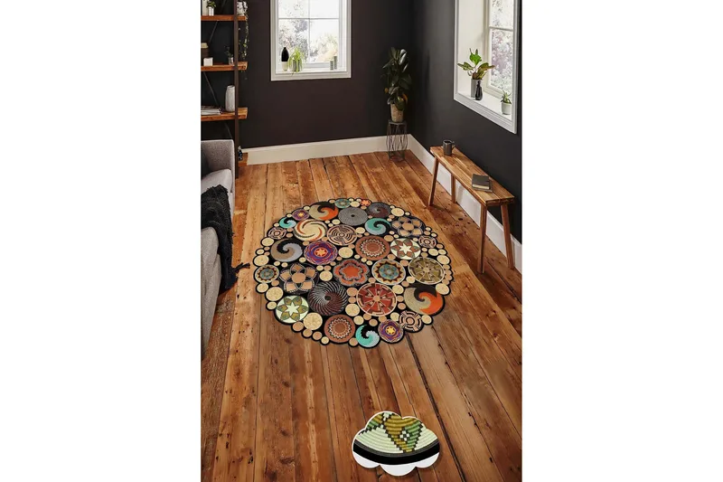 Matto Homefesto 140 cm Pyöreä - Monivärinen - Kodintekstiilit & matot - Matto - Moderni matto - Wilton-matto