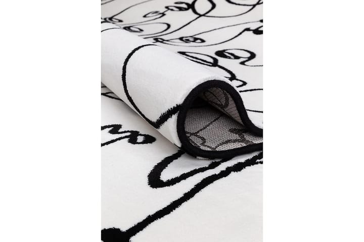 Matto Ink Face Ø160 cm Pyöreä Valkoinen - Valkoinen - Pyöreät matot - Wilton-matto - Kuviollinen matto & värikäs matto - Iso matto