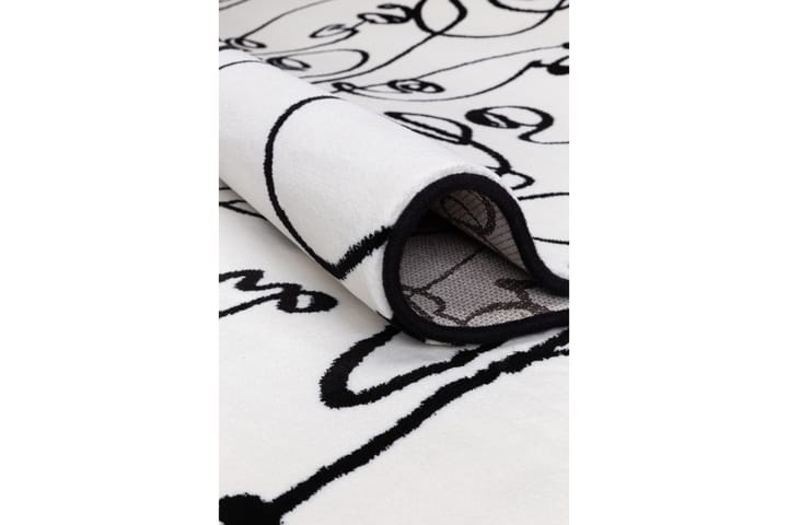 Matto Ink Face Ø200 cm Pyöreä Valkoinen - Valkoinen - Pyöreät matot - Wilton-matto - Kuviollinen matto & värikäs matto - Iso matto