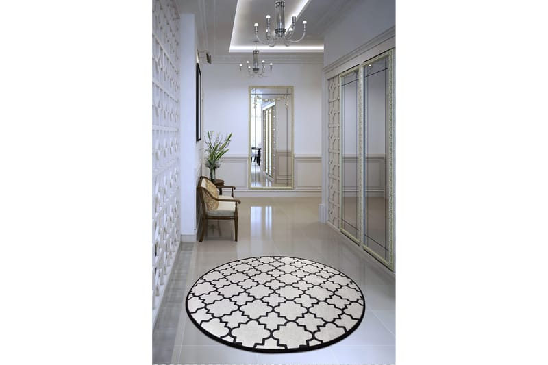 Matto Joxepa Pyöreä 100 cm - Valkoinen / Sametti - Kodintekstiilit & matot - Matto - Moderni matto - Wilton-matto