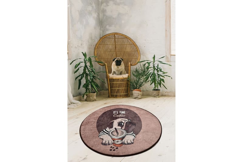 Matto Koffie Pyöreä 140 cm, Monivärinen / Sametti