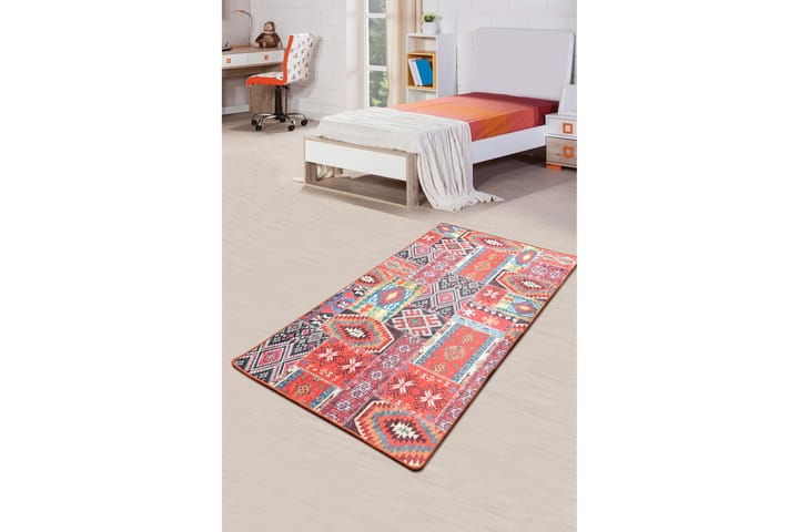 Matto Lapwurk 100x200 cm - Monivärinen / Sametti - Wilton-matto - Kuviollinen matto & värikäs matto