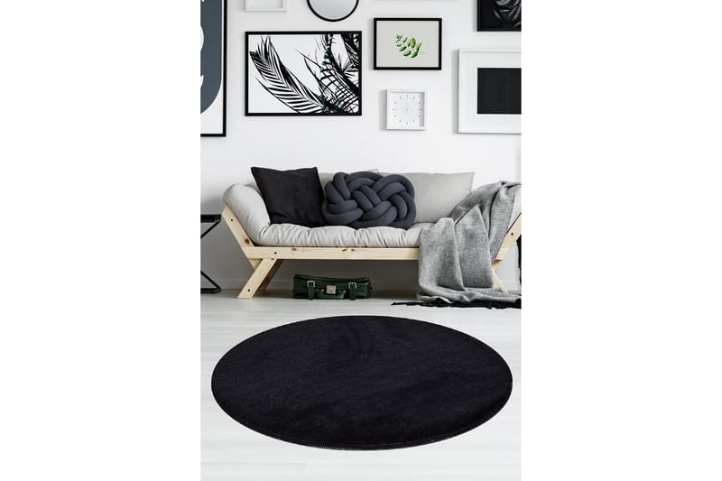 Matto Maggiolina Pyöreä 90 cm - Musta/Akryyli - Kodintekstiilit & matot - Matto - Moderni matto - Wilton-matto