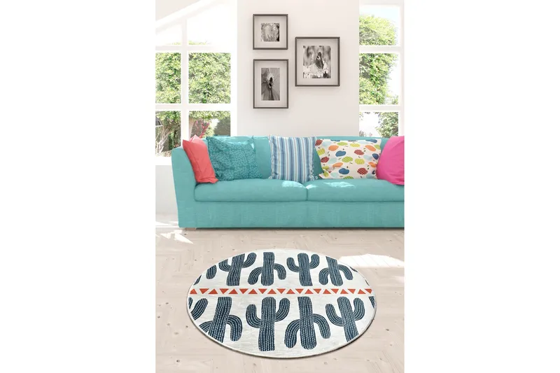 Matto Masaya Pyöreä 100 cm - Monivärinen / Sametti - Kodintekstiilit & matot - Matto - Moderni matto - Wilton-matto
