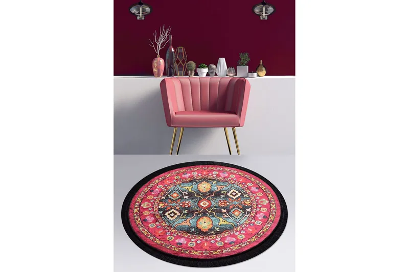 Matto Otantik Pyöreä 140 cm - Monivärinen / Sametti - Kodintekstiilit & matot - Matto - Moderni matto - Wilton-matto