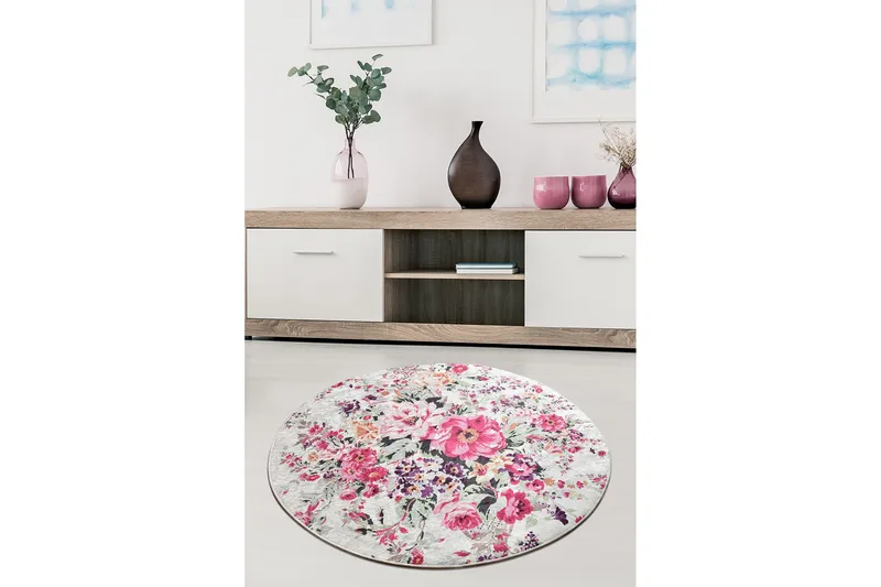 Matto Relinda Pyöreä 100 cm, Monivärinen / Sametti