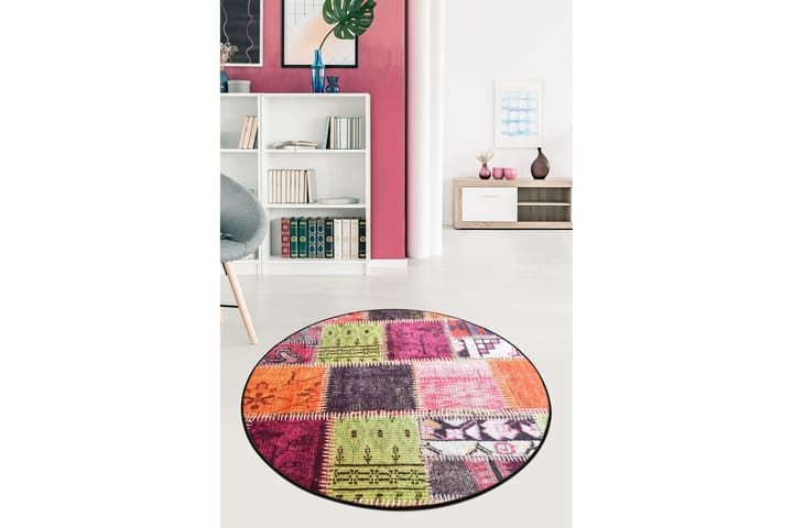 Matto Sehzade Pyöreä 140 cm - Monivärinen / Sametti - Pyöreät matot - Wilton-matto - Kuviollinen matto & värikäs matto