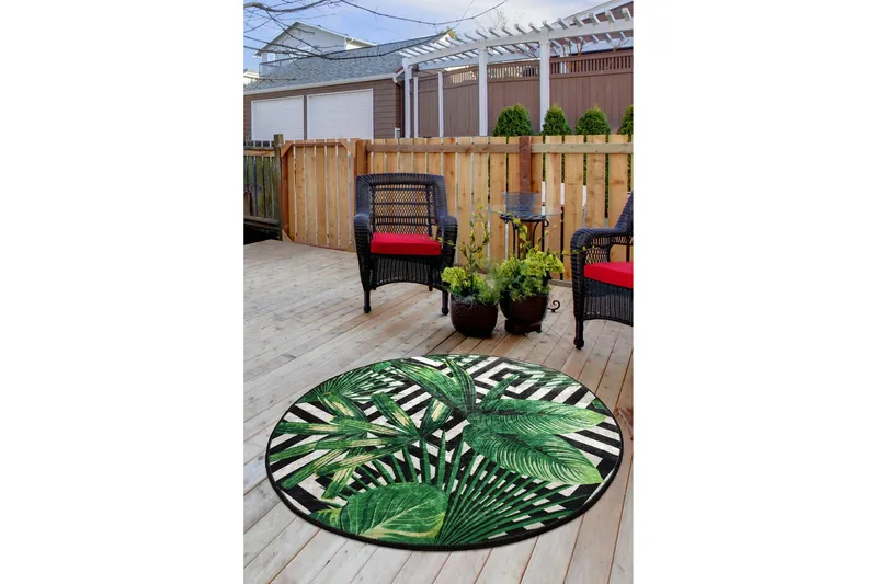 Matto Sermin Pyöreä 140 cm, Vihreä / Sametti