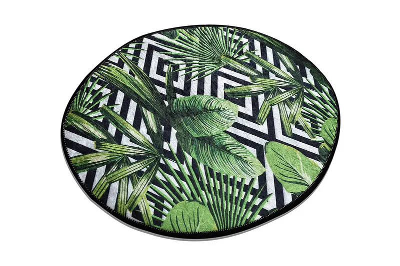 Matto Sermin Pyöreä 100 cm, Vihreä / Sametti