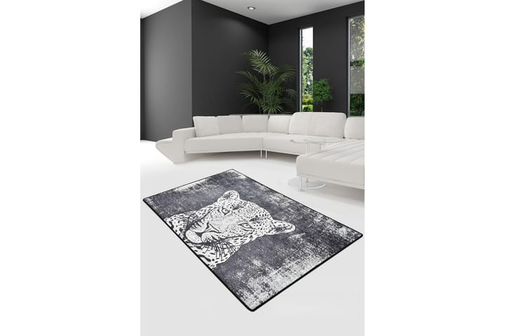 Matto Tigru 140x190 cm - Musta / Sametti - Kuviollinen matto & värikäs matto - Wilton-matto