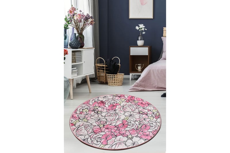 Matto Trandafir Pyöreä 100 cm - Roosa/Sametti - Kodintekstiilit & matot - Matto - Moderni matto - Wilton-matto