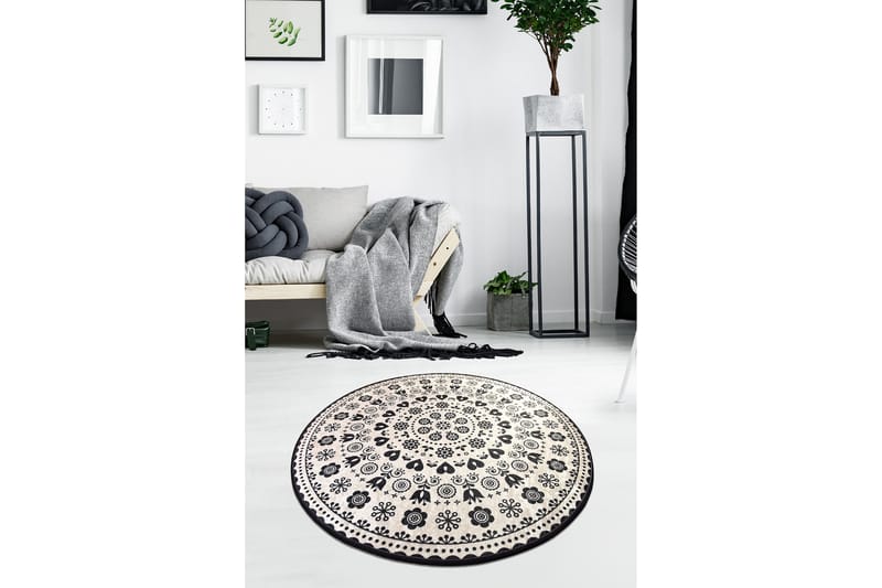 Matto Vigonza Pyöreä 140 cm - Musta / Sametti - Kodintekstiilit & matot - Matto - Moderni matto - Wilton-matto