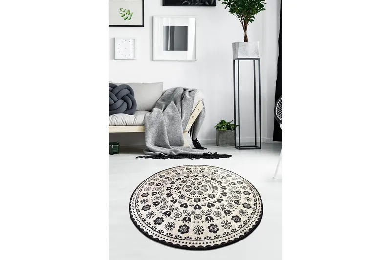 Matto Vigonza Pyöreä 140 cm, Musta / Sametti