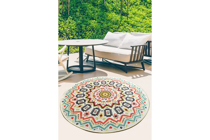 Matto Yantra Pyöreä 100 cm, Monivärinen / Sametti