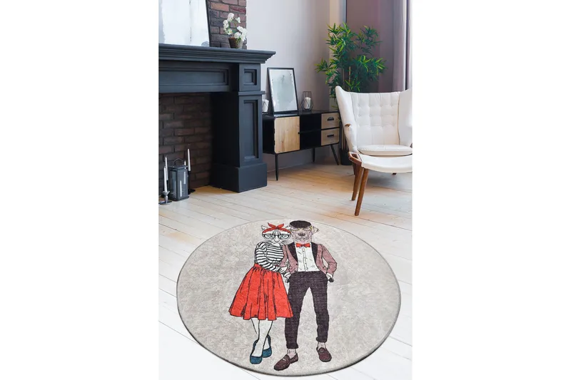 Matto Pareja Pyöreä 100 cm - Monivärinen / Sametti - Kodintekstiilit & matot - Matto - Moderni matto - Wilton-matto