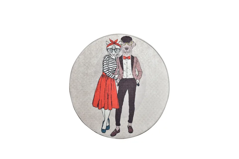 Matto Pareja Pyöreä 100 cm, Monivärinen / Sametti