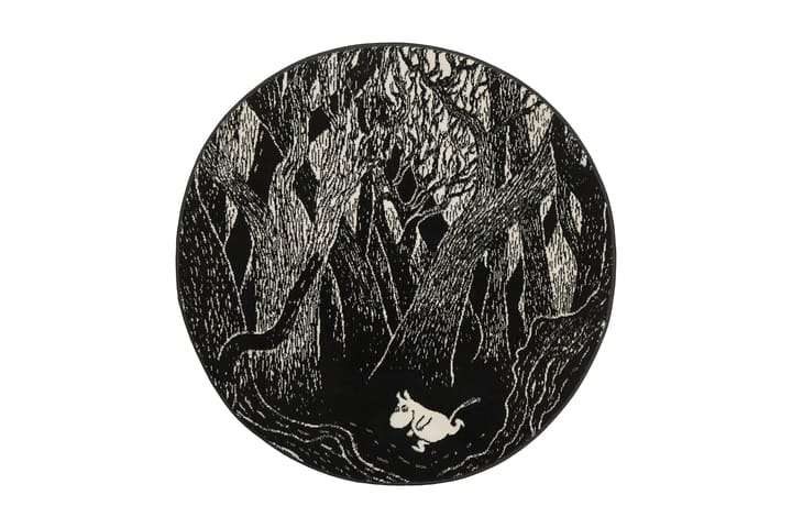 Muumi-Matto Siimes 133 cm Harmaa/Musta - Muumi by Hestia - Kuviollinen matto & värikäs matto - Wilton-matto - Pyöreät matot