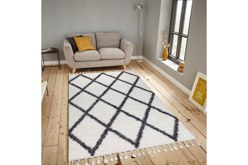 Wiltonmatto Nishiki 160x230 cm Suorakaide - Valkoinen/Antrasiitti - Kodintekstiilit & matot - Matto - Moderni matto - Wilton-matto
