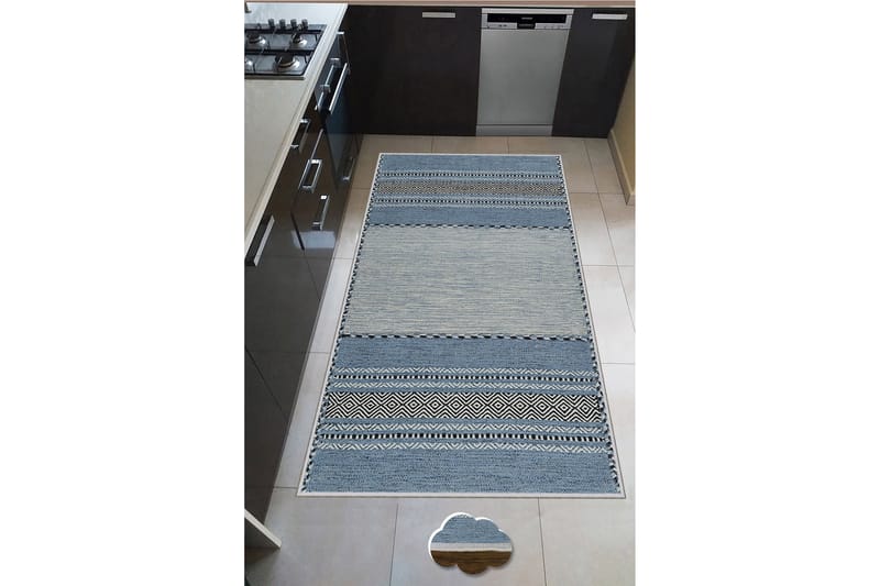 Wiltonmatto Nobutada 60x100 cm Suorakaide - Sininen - Kodintekstiilit & matot - Matto - Moderni matto - Wilton-matto