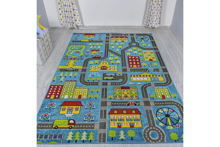 Wiltonmatto Noornabi 160x230 cm Suorakaide - Sininen/Harmaa/Vihreä/Pun/Kelt - Wilton-matto - Kuviollinen matto & värikäs matto